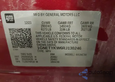 2024 Chevrolet Traverse Limited Awd Rs from USA, damaged, VIN 1GNETYKW6RJ130246